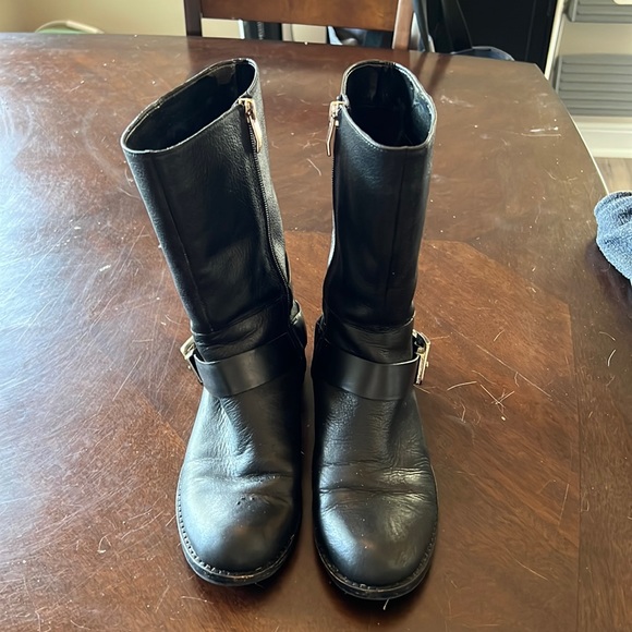 Vince Camuto Black Leather Motorcycle Boot Sz 6.5